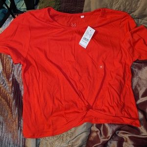 New pacsun red crop knot shirt